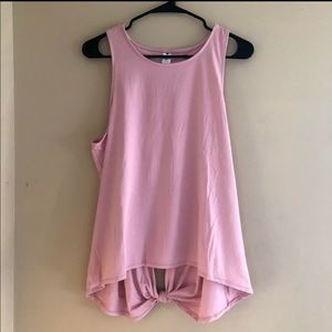 Yogalicious Shadow Petal Pink Open Back Tank Tie Bottom Workout Top
